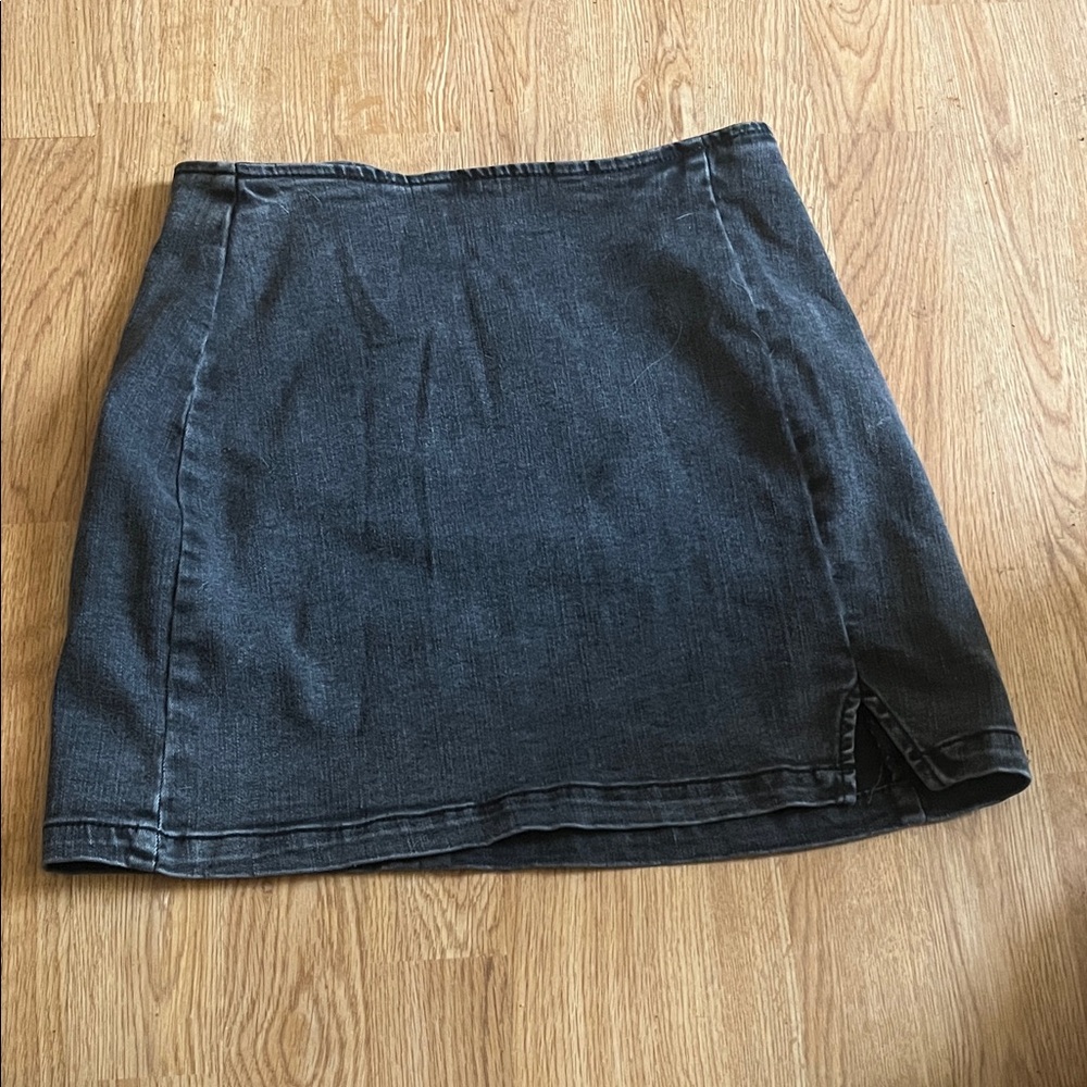 wild fable Black Denim Mini Skirt with Front Slit
